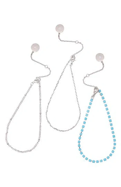 Vince Camuto 3-pack Assorted Chain Anklets In Silvertone
