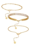 Vince Camuto 3-piece Anklet Set In Goldtone