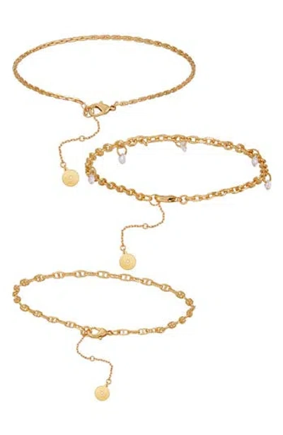 Vince Camuto 3-piece Charm Anklet Set In Goldtone