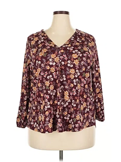Pre-owned Vince Camuto 3/4 Sleeve Blouse In Burgundy