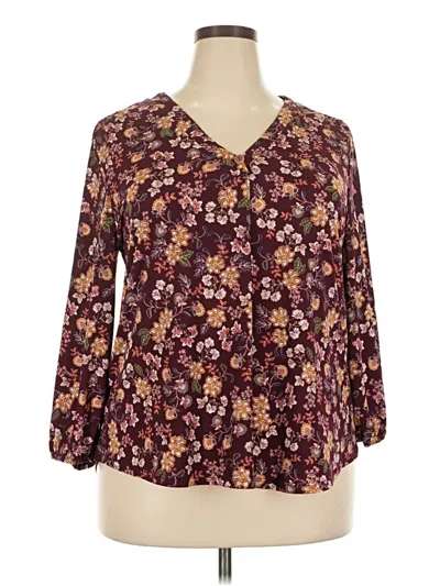 Pre-owned Vince Camuto 3/4 Sleeve Blouse In Burgundy