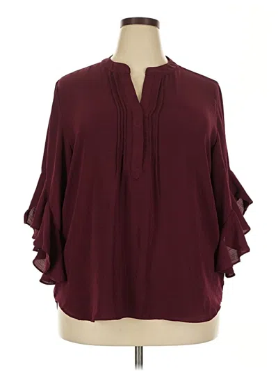 Pre-owned Vince Camuto 3/4 Sleeve Blouse In Burgundy