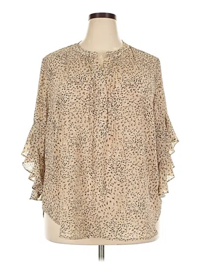 Pre-owned Vince Camuto 3/4 Sleeve Blouse In Tan