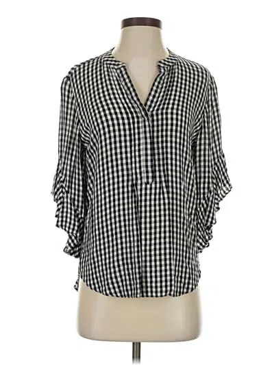 Pre-owned Vince Camuto 3/4 Sleeve Button Down Shirt In Black