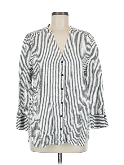 Pre-owned Vince Camuto 3/4 Sleeve Button Down Shirt In Silver
