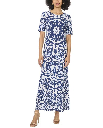 Vince Camuto 3/4 Sleeve Crewneck Maxi Dress In White