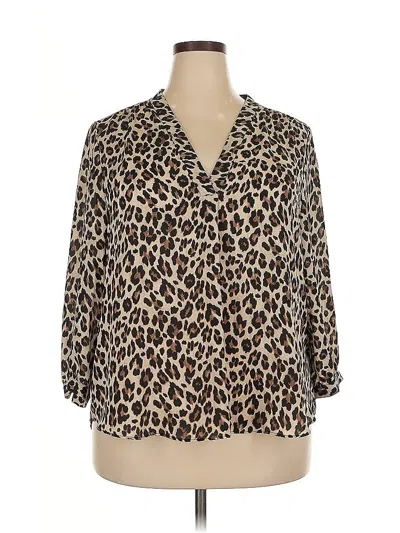 Pre-owned Vince Camuto 3/4 Sleeve T-shirt In Brown