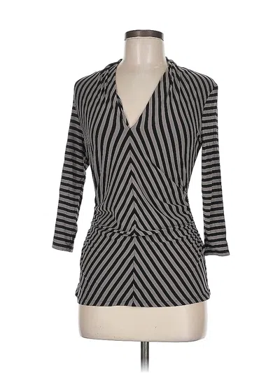 Pre-owned Vince Camuto 3/4 Sleeve Top Black Plunge Neckline Tops