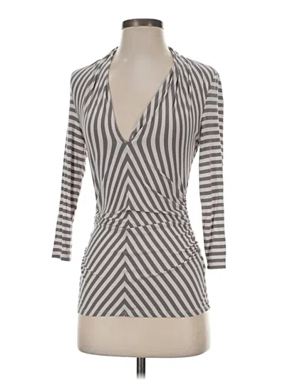 Pre-owned Vince Camuto 3/4 Sleeve Top Gray Plunge Neckline Tops