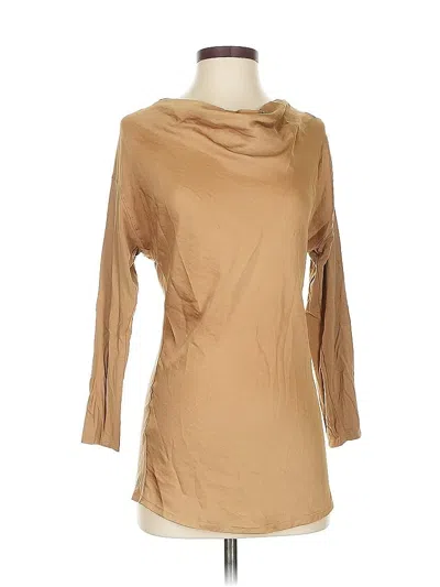 Pre-owned Vince Camuto 3/4 Sleeve Top Tan Cowl Neck Tops In Brown