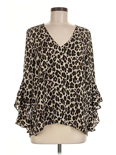 Pre-owned Vince Camuto 3/4 Sleeve T-shirt In Brown