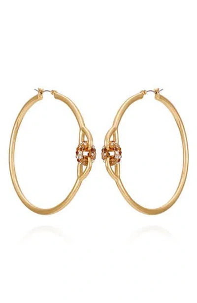 Vince Camuto 62mm Crystal Link Hoop Earrings In Gold