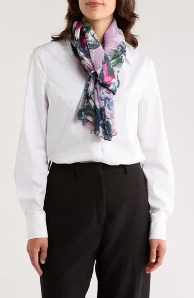 Vince Camuto Abstract Floral Silk Oblong Scarf In Blue