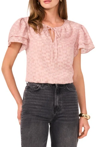 Vince Camuto Abstract Geo Jacquard Short Sleeve Top In Ash Rose
