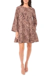 Vince Camuto Abstract Leopard Print Long Sleeve Dress In Animal Print