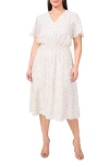 Vince Camuto Plus Size V-neck Flutter-sleeve Midi Dress In Lake Breeze