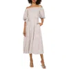 Vince Camuto Abstract Print Off The Shoulder Dress In New Ivory