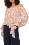 Vince Camuto Abstract Print Off The Shoulder Top In Neutral