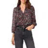 Vince Camuto Split Neck Blouse In Rich Black
