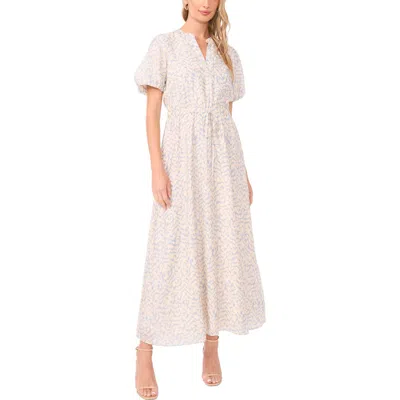 Vince Camuto Abstract Print Puff Sleeve Maxi Dress In Multi