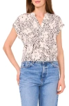 Vince Camuto Abstract Print Short Sleeve Top In Neutral