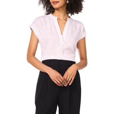 Vince Camuto Abstract Print V-neck Top In Natural Sand