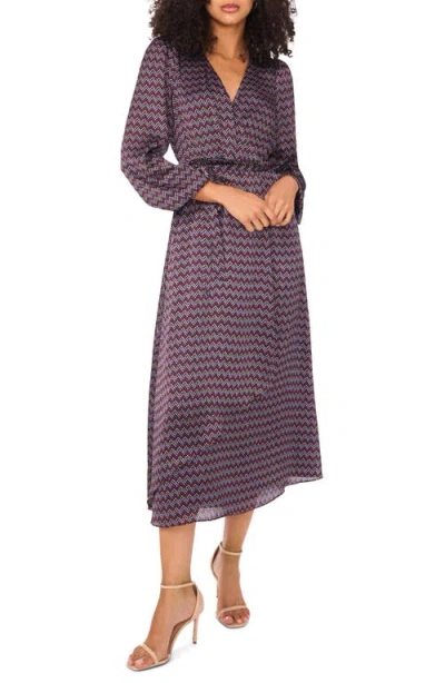 Vince Camuto Abstract Print Wrap Front Dress In Blue