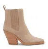 Vince Camuto Ackella Bootie In Truffle Taupe Suede In Beige