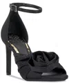 Vince Camuto Adaline Sandals Womens Black Flower Embellished Ankle Strap Gal1722 In Black