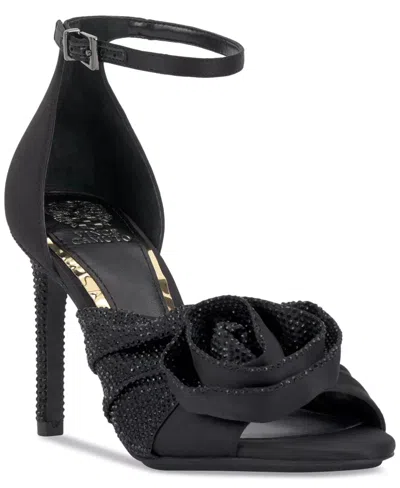 Vince Camuto Adaline Sandals Womens Black Flower Embellished Ankle Strap Gal1722