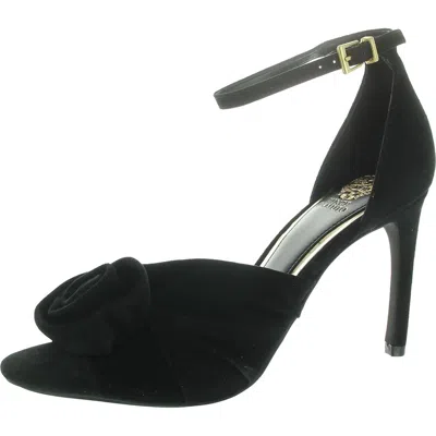 Vince Camuto Adaline Womens Satin Rosette Heels In Black Suede