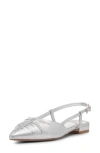 Vince Camuto Agnes Pointed Toe Slingback Flat In Lux Silver