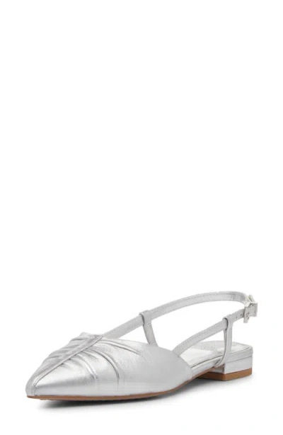 Vince Camuto Agnes Pointed Toe Slingback Flat In Lux Silver
