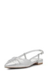 Vince Camuto Agnes Pointed Toe Slingback Flat In Silver