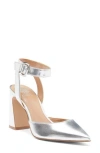 Vince Camuto Alarica Ankle Strap Pointed Toe Pump In Silver