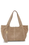 Vince Camuto Aleah Suede Tote In Brown