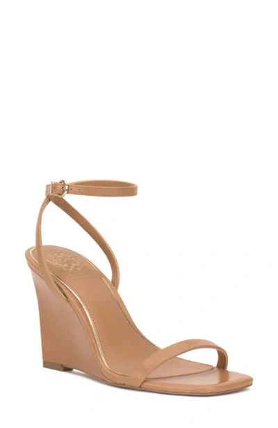 Vince Camuto Ambee Ankle Strap Wedge Sandal In Brown