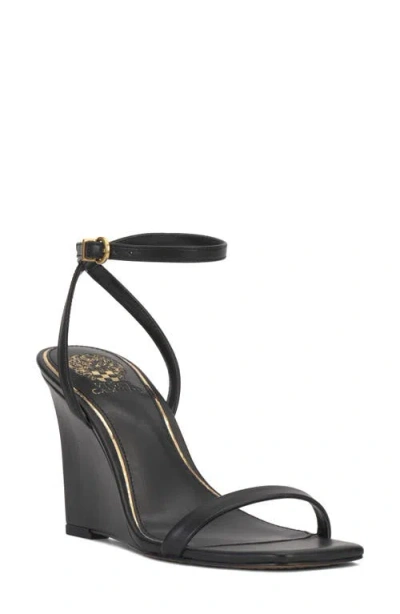 Vince Camuto Ambee Ankle Strap Wedge Sandal In Black