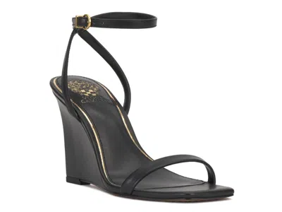 Vince Camuto Ambee Ankle Strap Wedge Sandal In Black