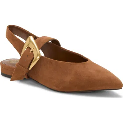Vince Camuto Amoret Pointed Toe Slingback Flat In Brown