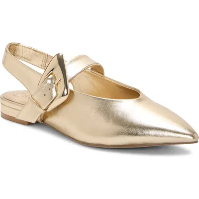 Vince Camuto Amoret Pointed Toe Slingback Flat In Gold