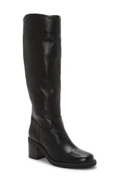 Vince Camuto Womens Sangeti Snip Toe Block Heel Knee High Boots Regular Narrow Calf Wide Extra Wide Calf In Black