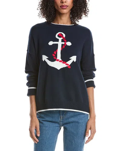 Vince Camuto Anchor Motif Crewneck Sweater In Blue