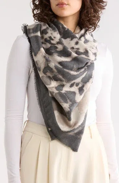 Vince Camuto Animal Blur Scarf In Gray
