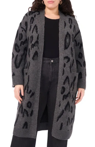 Vince Camuto Animal Jacquard Longline Cardigan In Gray