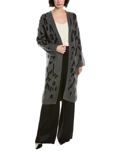 Vince Camuto Animal Print Long Cardigan In Gray