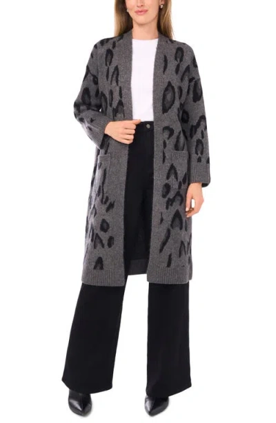 Vince Camuto Animal Print Longline Cardigan In Gray