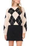 Vince Camuto Argyle Metallic Crewneck Sweater In Neutral