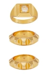 Vince Camuto Assorted 3-pack Ring Set In Gold Tone