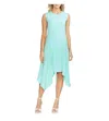 Vince Camuto Asymmetric Shift Midi Dress In Turquoise Blue In Multi